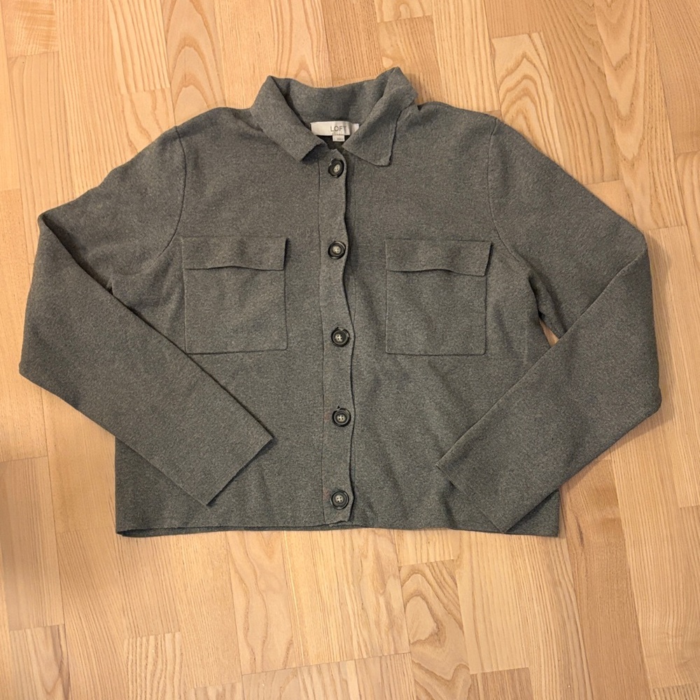 LOFT Charcoal Sweater Jacket
